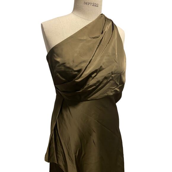 Sachin & Babi Evangeline Olive Green One Shoulder Jewel Midi Dress 8 - Picture 10 of 10